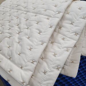 BEDDYS MONROE 2 Pc NWOT Beige Stitched Thick Cotton Lux Pillow Shams Covers Lot